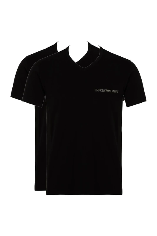 Men's Pure Cotton 2-Pack V Neck T-Shirt Black M