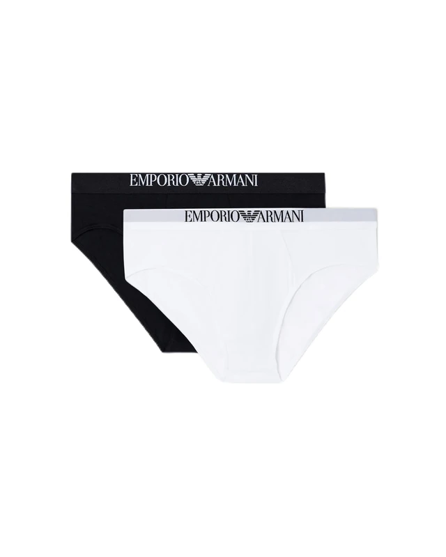 Emporio Armani Men's Soft Touch Bamboo 2-Pack Brief Multicolor XL Black/White