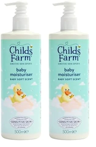 Childs Farm Baby Moisturiser, Baby Soft Scent | Moisturising & Hydrating | Suitable for Newborns with Dry, Sensitive Skin, 500ml (Pack of 2)