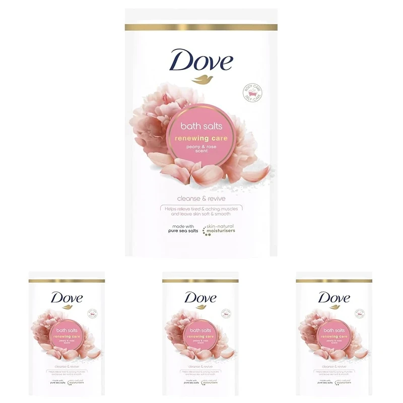 Dove Peony & Rose Renewing Care with skin-natural moisturisers Bath Salts relaxing your mind & body, leaving your skin smooth & soft 900 g (Pack of 4)