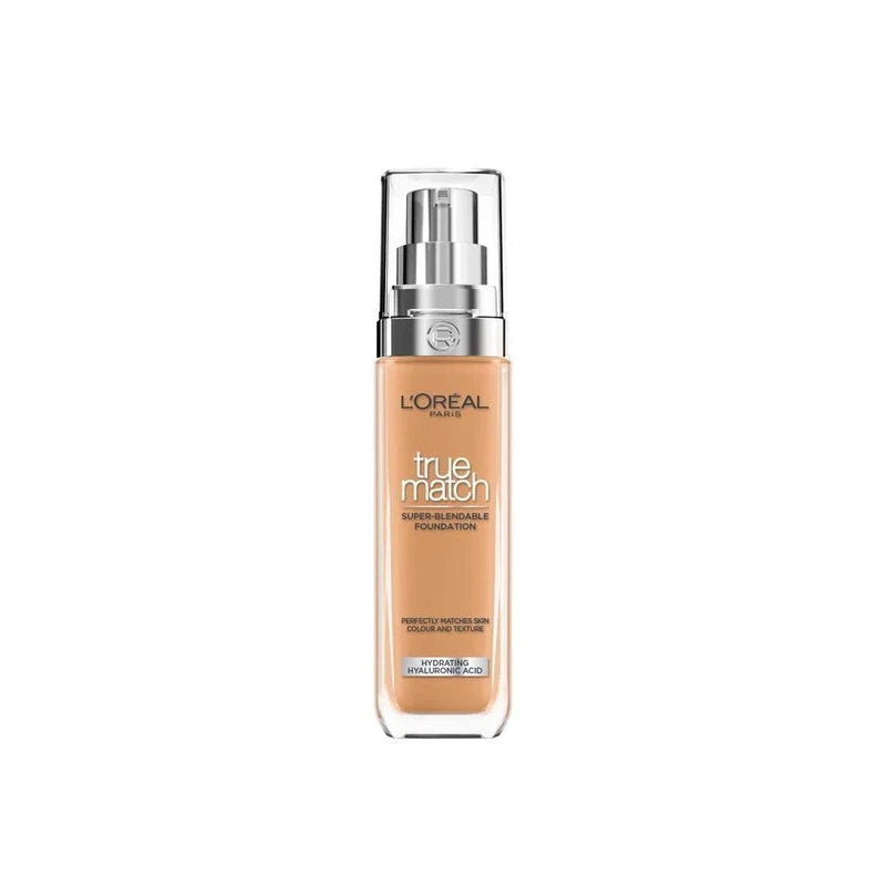 L'Oréal Paris Foundation for Face, Skincare Infused with Hyaluronic Acid, True Match Hydrating Liquid Foundation for All Skin Tones, SPF 16, 7.C Rose Amber, 30 ml (Pack of 6)