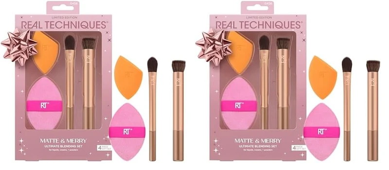 Real Techniques Matte & Merry Ultimate Blending Kit, 4 Piece Limited Edition Gift Set (Pack of 2)