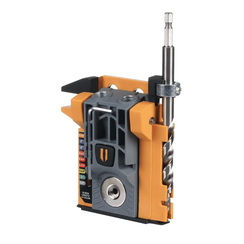 Bora Mini-Jig Automatic Pocket Hole Jig – Auto-Adjust Drill Guide with Push-Button Locking, Color-Coded Screw System, Compact Design for Tight Spaces & Wood up to 1.5" Thick – BR-A170301