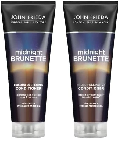 John Frieda Midnight Brunette Colour Deepening Conditioner 250 ml, Colour-Depositing Conditioner for Brown Hair (Pack of 2)