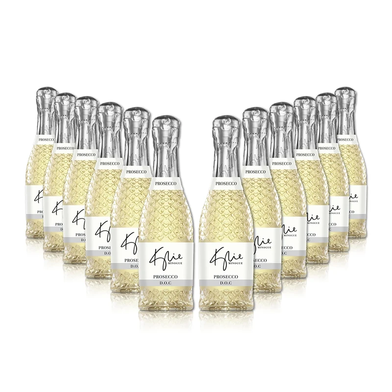 Kylie Minogue Signature Mini Prosecco, 12 x 20cl, Elegant Sparkling Prosecco in a Heart-Emblazoned Bottle, Perfect for Gifting and Celebrations, Made in Italy