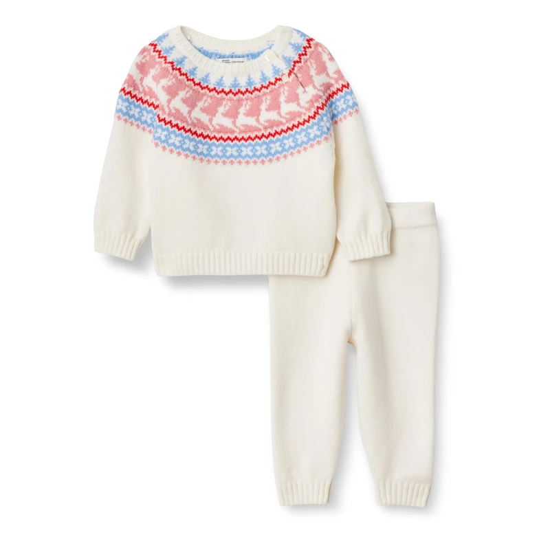 Amazon Essentials x Sofia Grainge Baby Boys' Jumper Set, Ivory Blush Scenic Fair Isle, 3-6 Months