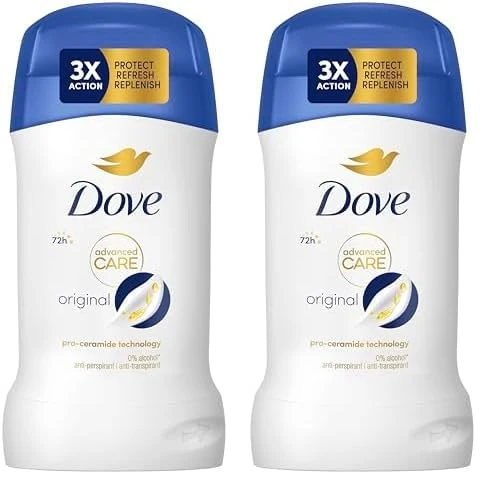 Dove Advanced Care Original Anti-Perspirant Cream Women's Deodorant Stick with pro-ceramide technology for 72 hours sweat protection 50 ml (Pack of 2)