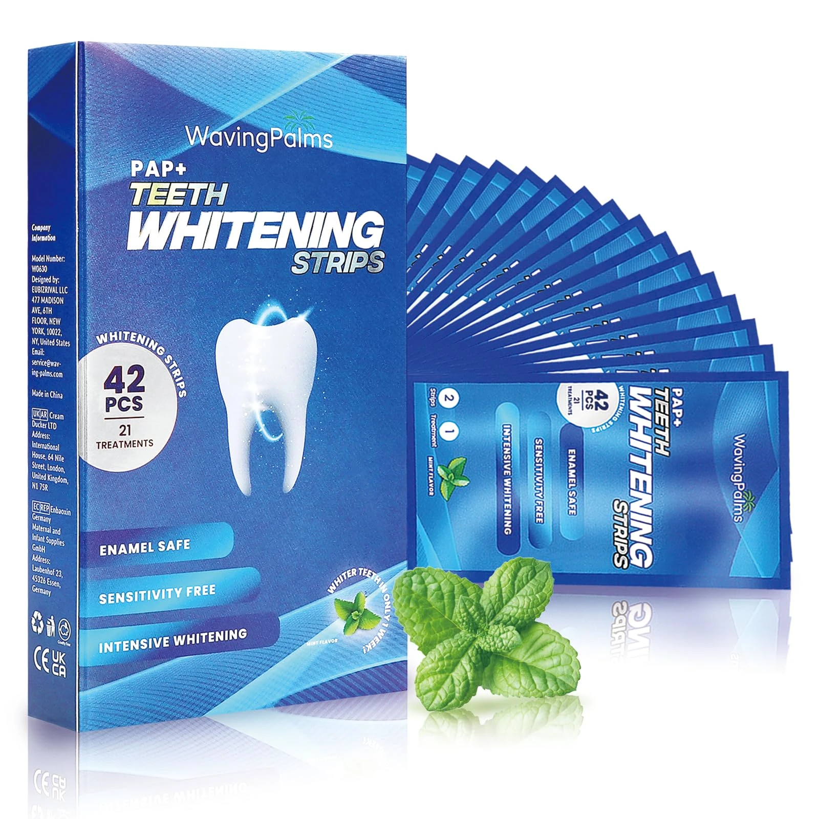 Teeth Whitening Strips for Sensitive Teeth: 42 Strips (21 Treatments) Professional Whitening Kit
