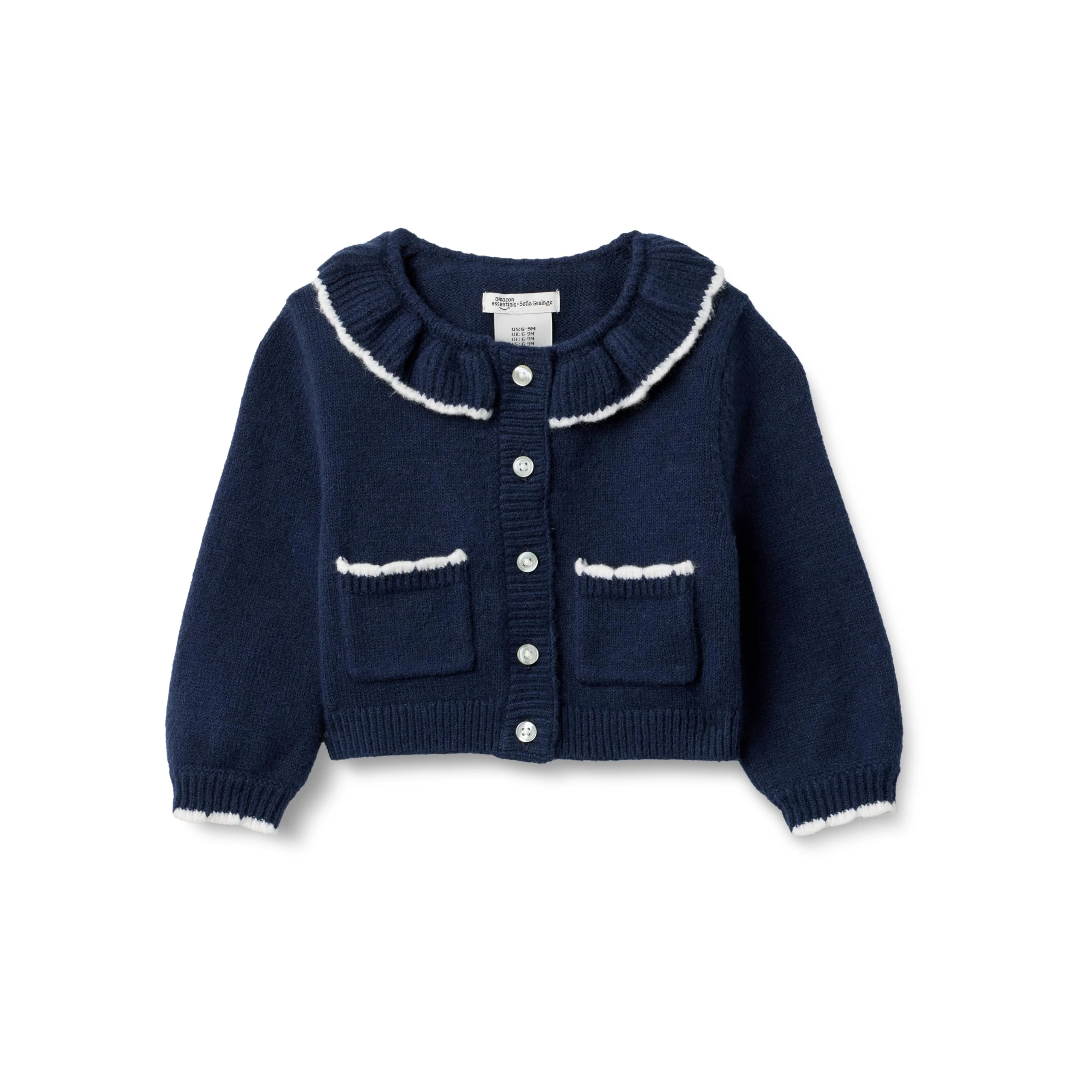 Amazon Essentials x Sofia Grainge Baby Girls' Cardigan Jumper, Navy, 18 Months