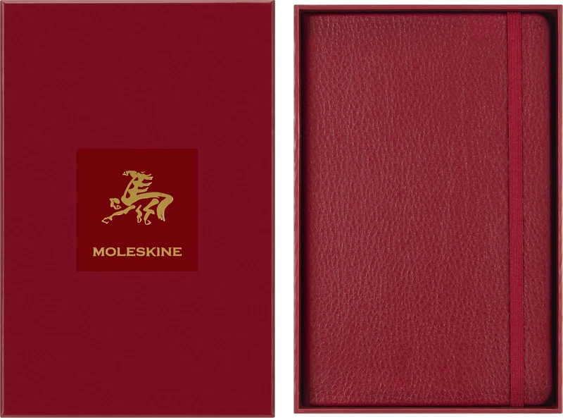 Moleskine Ruled Notebook Year of the Horse – Hard Cover Certified VEGEA® in Red, Large Size 13 x 21 cm, with Reusable Gift Box