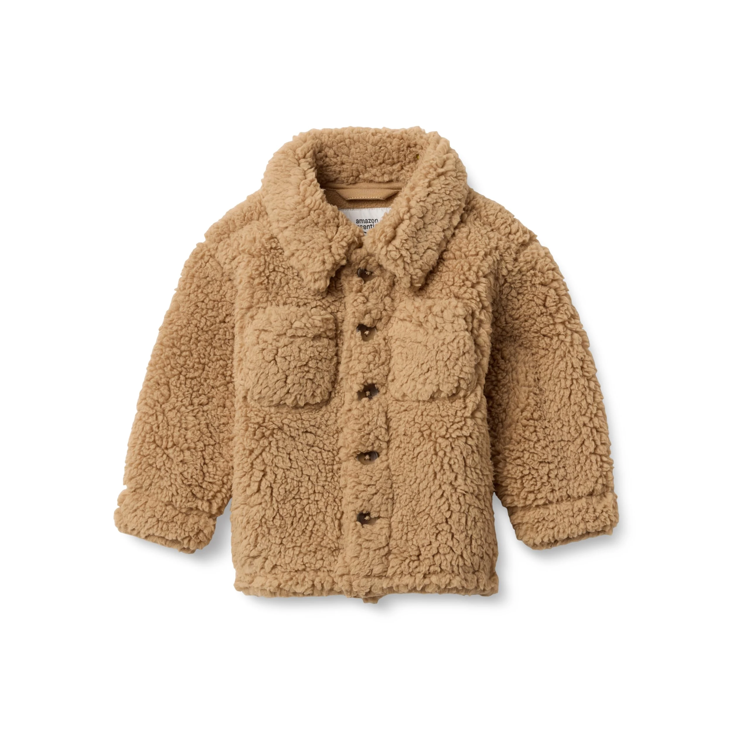 Amazon Essentials x Sofia Grainge Unisex Babies' Sherpa Overshirt Jacket, Camel, 24 Months