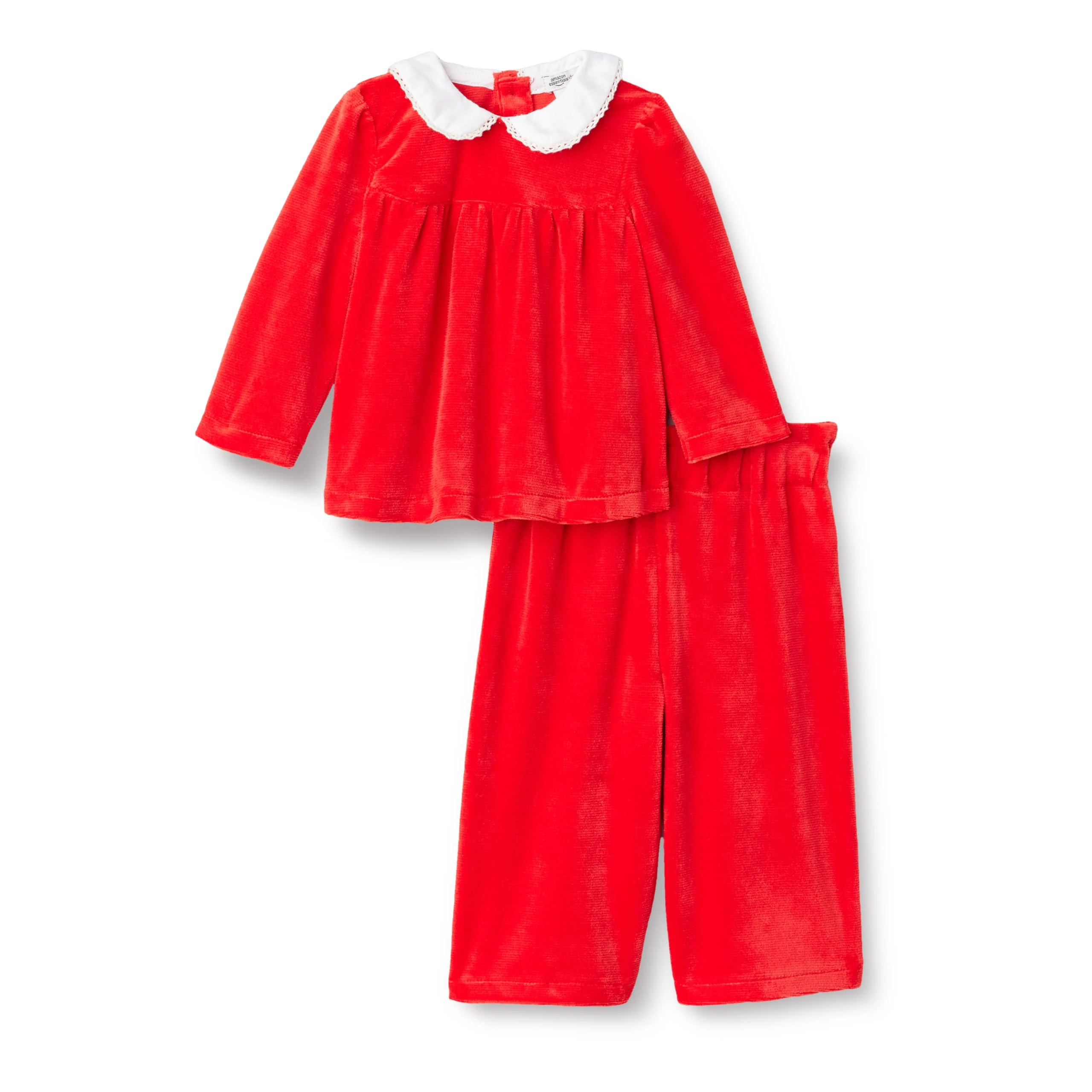 Amazon Essentials x Sofia Grainge Girls' Corduroy Velour Set, Red, 4 Years