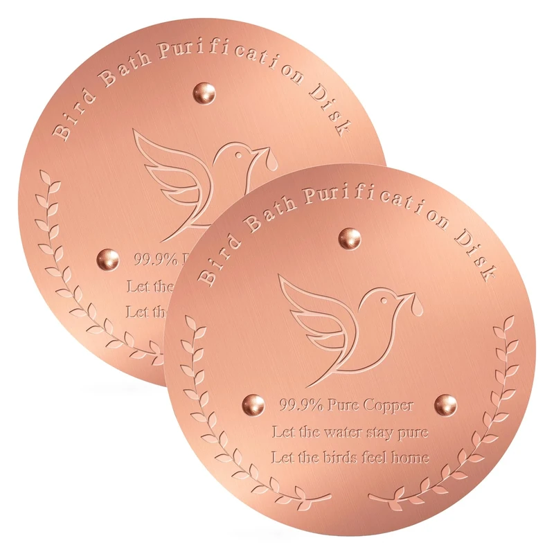 Cunuwo Bird Bath Copper Disk – 1mm Thick 99.9% Pure Copper Disk, 100mm Diameter, Bird-Friendly Outdoor Accessory for Keeping Birdbath Water Fresh, Suitable for All Birdbath Bowls (2)