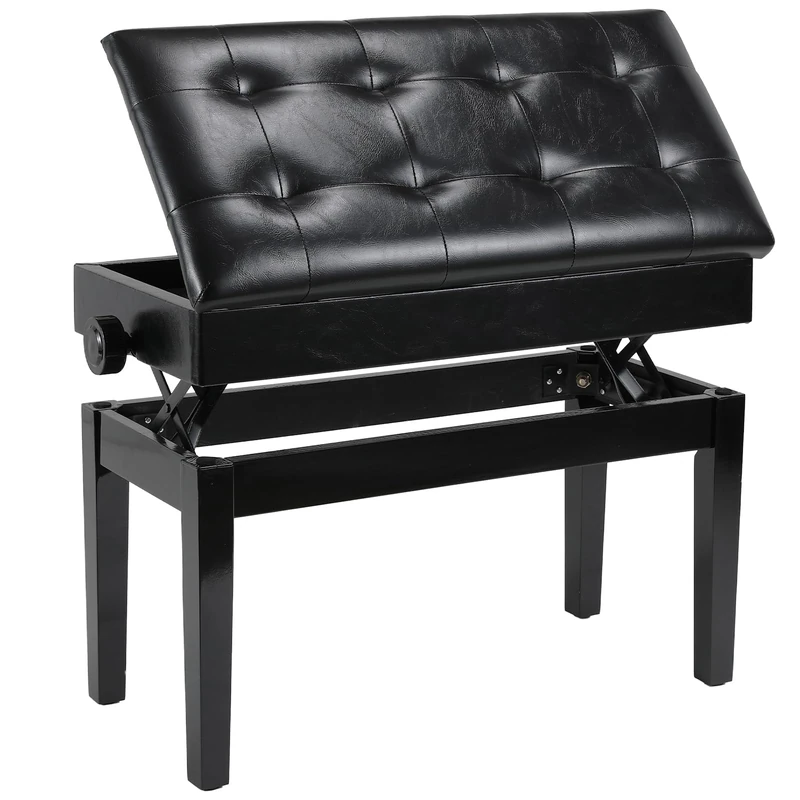 Clevich Double Piano Stool Adjustable 48-58 with Storage,Piano Bench