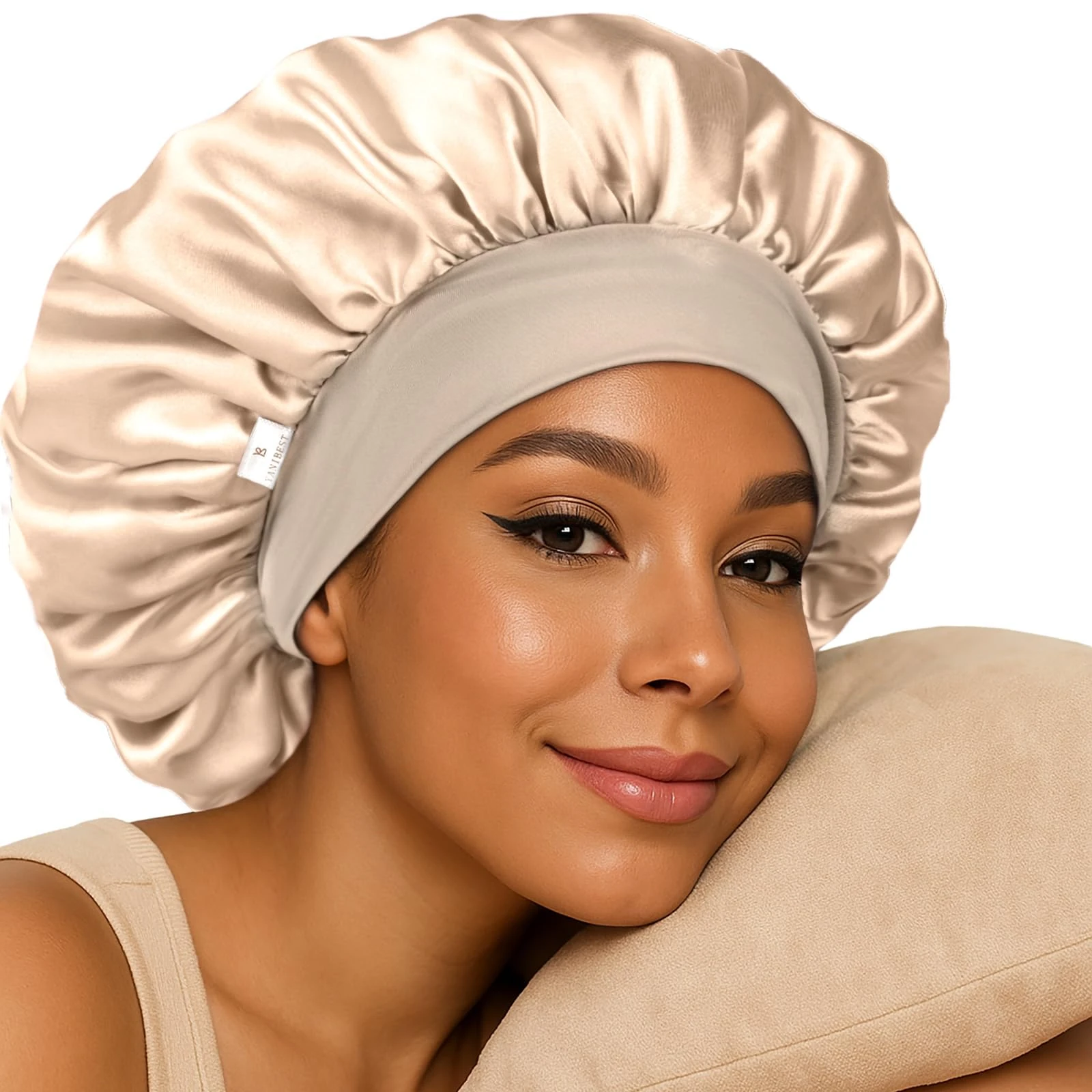 YANIBEST Silk Bonnet for Sleeping Women, Double Layer Hair Satin Bonnets with Elastic Band, Sleep Cap Curly Natural Hair