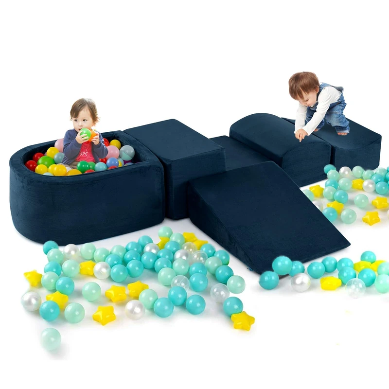 FANTASK 5-Piece Large Building Blocks, Climbing Blocks Soft Building Blocks with Ball Pit (Navy Blue) - Image 1