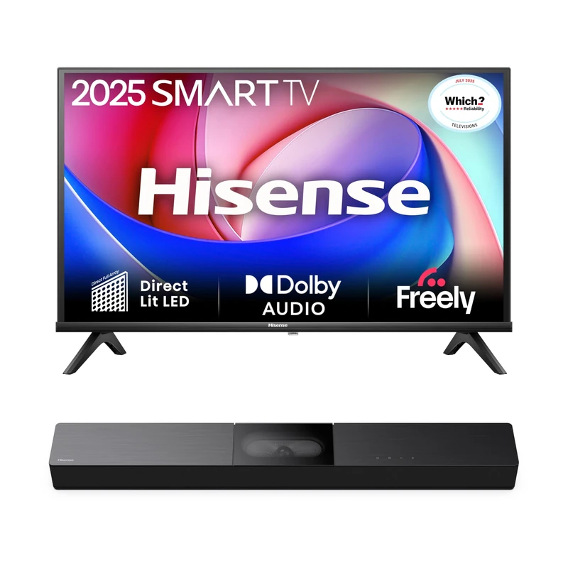 Hisense TV & Soundbar Bundle: 40E4QTUK FHD TV plus the HS2000 Soundbar – enhanced everyday viewing with simple stereo sound