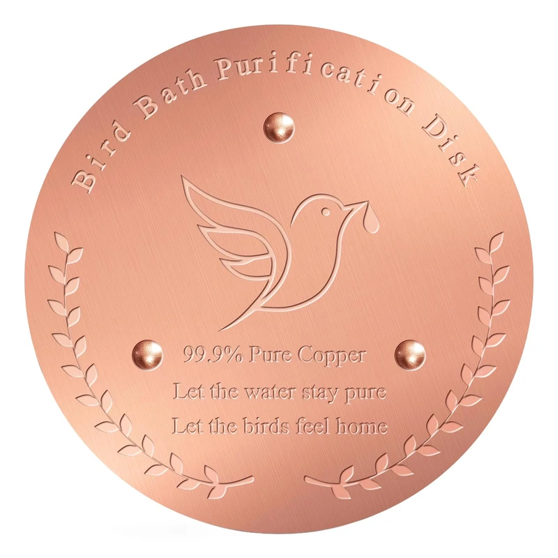 Bird Bath Copper Disk – 1mm Thick 99.9% Pure Copper Disk, 100mm Diameter, Bird-Friendly Outdoor Accessory for Keeping Birdbath Water Fresh, Suitable for All Birdbath Bowls (1)