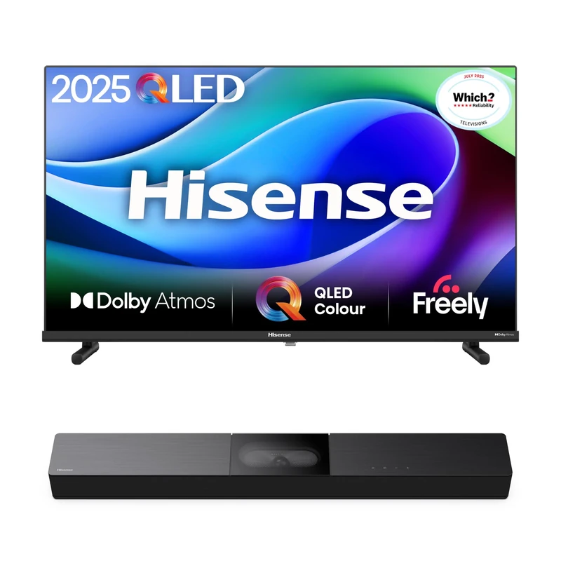 Hisense TV & Soundbar Bundle: 40E5QTUK QLED TV plus the HS2000 Soundbar – sharp visuals with enhanced stereo sound