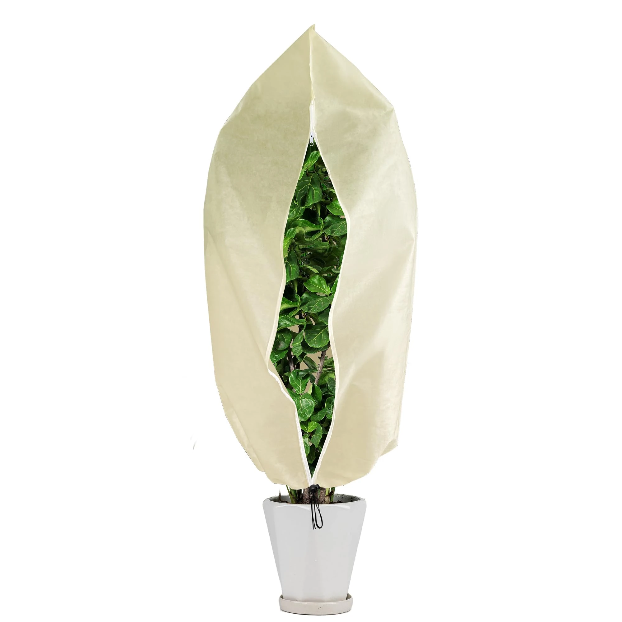 GIONAR 1 PCS Winter Plant Covers Freeze Protection - 160x100CM Garden Fleece Bags Sacks - Rip Resistant Garden Frost Cloth Blanket Fleece Jacket with Zipper Drawstring for Plants