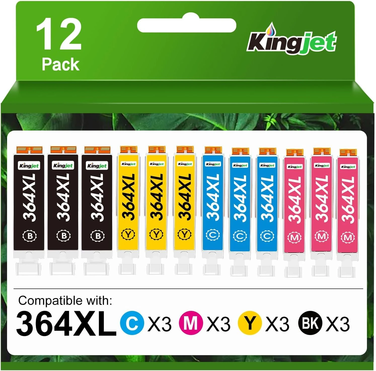 KINGJET 364XL Ink Cartridges Multipack Compatible for HP 364 Ink for HP Photosmart 5520 5510 5522 5524 6510 6520 6515 7510 7520 b110a Officejet 4620 4622 Deskjet 3070A 3520, Black Cyan Magenta Yellow