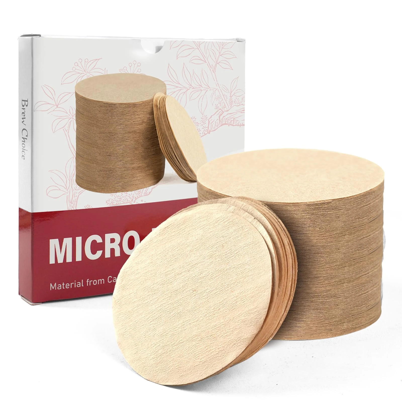Brew Choice 500 PCS Coffee Filters for Aeropress,64mm Unbleached Natural Paper,Round Replacement Compatible with Aeropress Coffee Makers