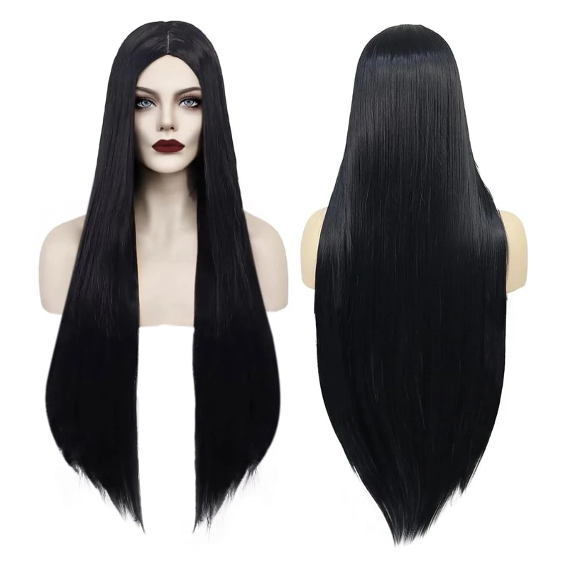 AUXHCYL Long Black Wigs for Women, Synthetic Long Straight Wig for Cosplay, Party & Carnival，Halloween Costume Wigs