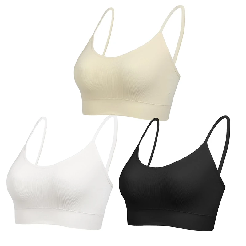 Comfyin Ribbed Bralette - Seamless No-Pad Sports Bra for Women