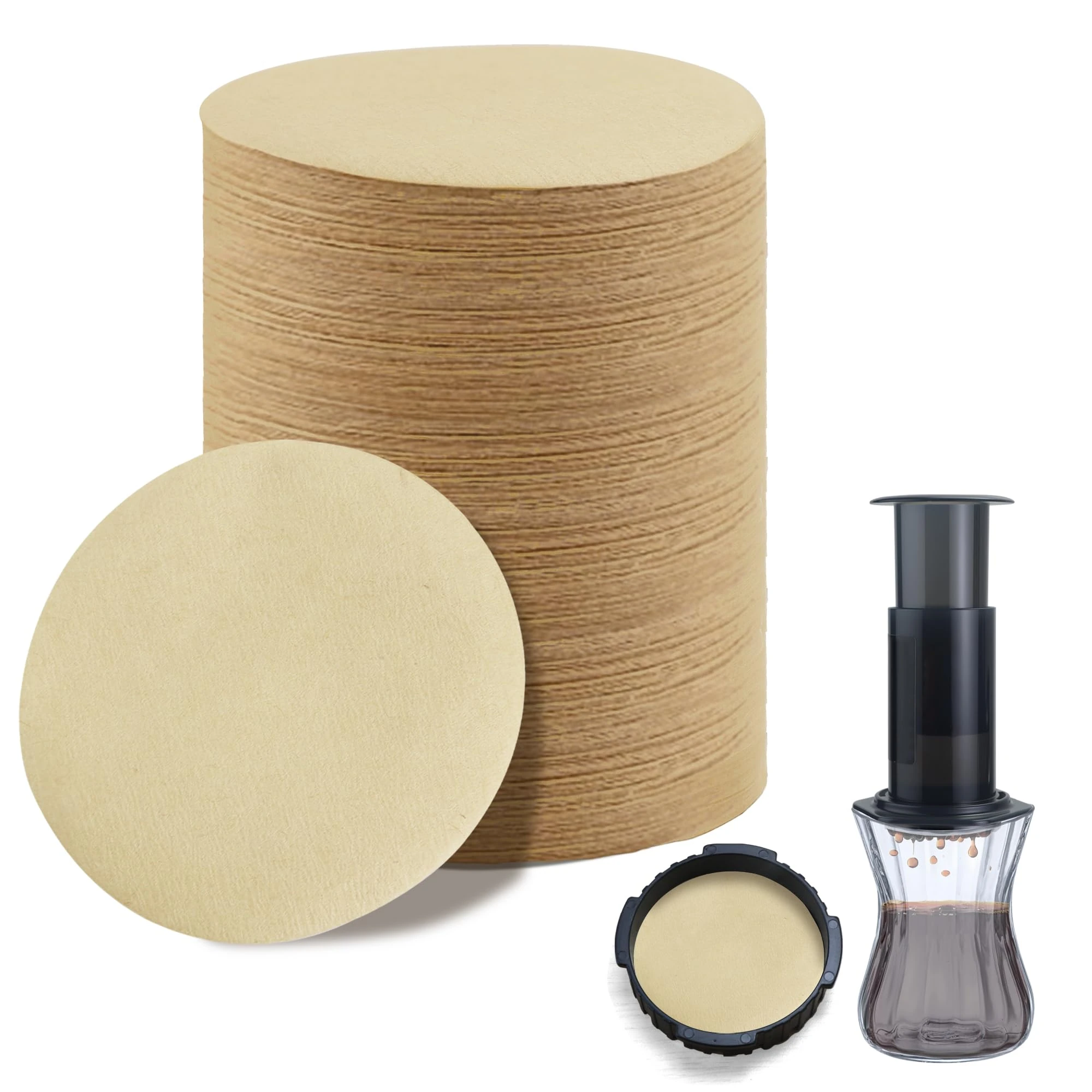 Coffee Filters Papers Compatible with Aeropress Coffee and Espresso Makers, 1000pcs Unbleached Natural Paper Filters