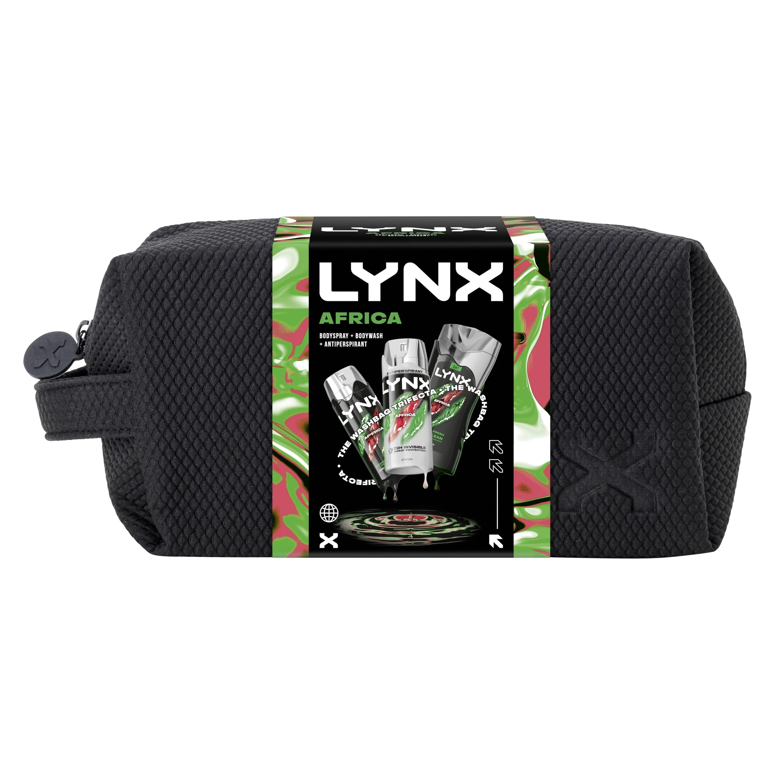 Lynx Africa Washbag Gift Set with a body wash, body spray & anti-perspirant perfect for any occasion 3 piece