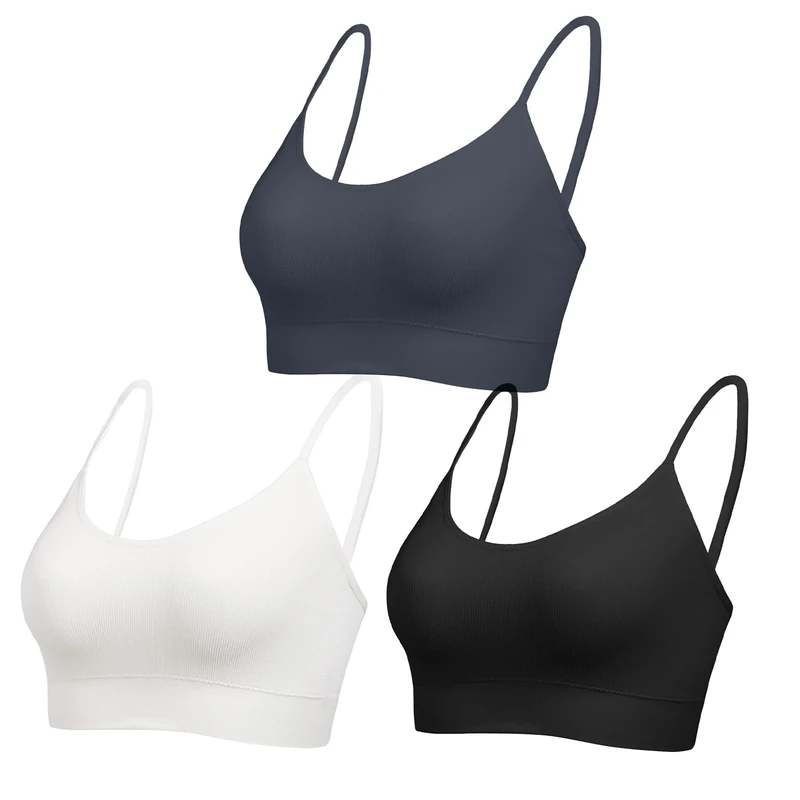 Comfyin Ribbed Womens Bra - Seamless Support, Adjustable Straps