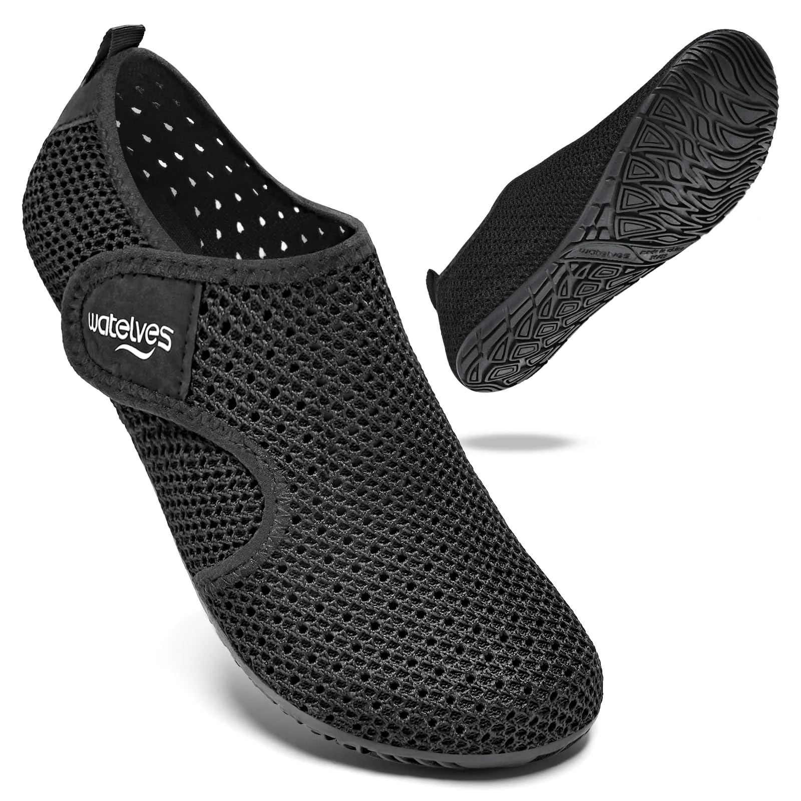 WateLves Water Shoes Barefoot Shoes Mens Women Beach Socks Aqua Swim Swimming sea Pool(Netzauge Schwarz 3.5/4)