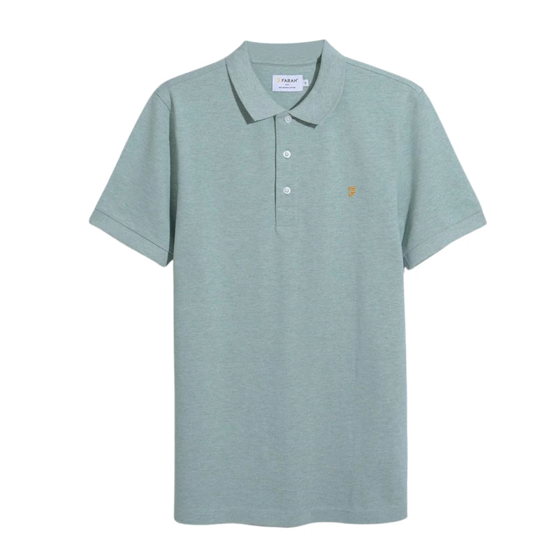 Farah Mens Short Sleeve Polo Shirt Lifestyle Cotton Green Mist 306 XL