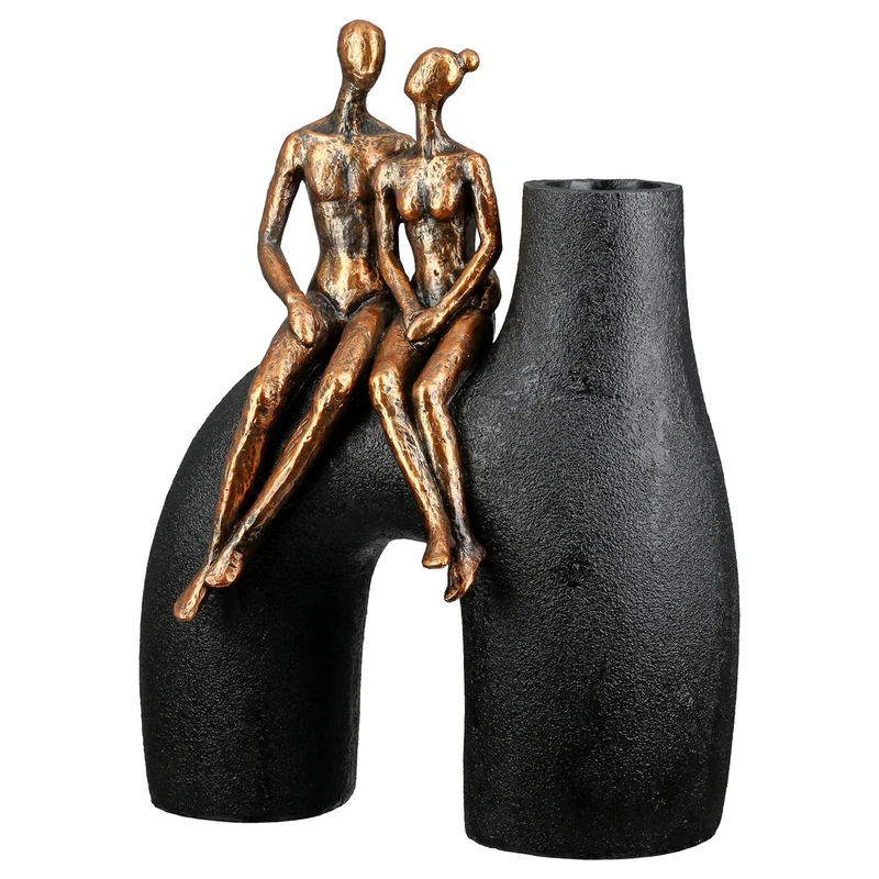 Casablanca Vase Movement - Resin - Black - Metallic Look - Height 26 cm - Man - Woman Shape