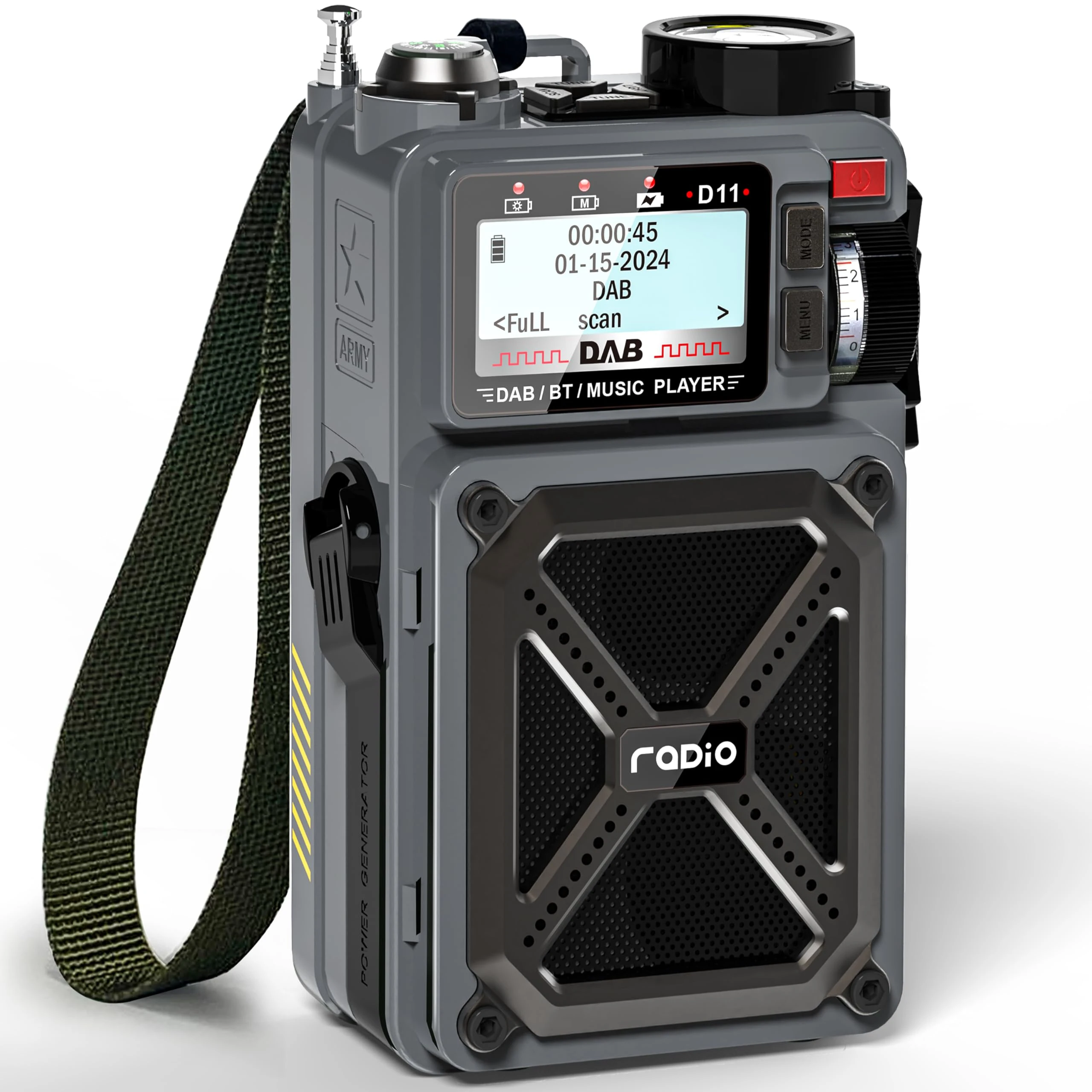 Greadio Portable DAB/DAB+/FM Solar Radio with Bluetooth 5.3, Flashlight, Hand Crank, Emergency Wind Up Radio, 4000mAh Rechargeable Battery with SOS,USB,SD Card,Headphone Jack,White Noise