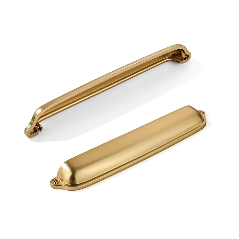 khtumeware 10 Pack Brushed Brass Cup Pulls 6 Inch Center to Center - Cabinet & Drawer Handles for Kitchen Hardware