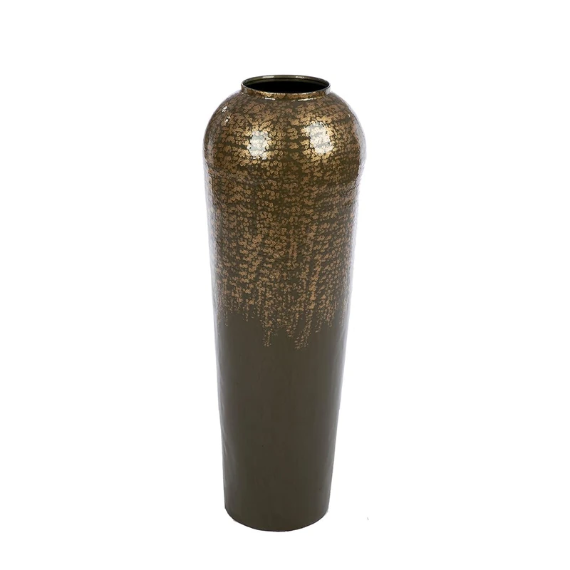 GILDE Whisper Metal Vase Height 80 cm x Diameter 25 cm Beige Gold Bulbous Decorative Vase