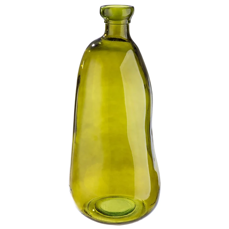 GILDE Organical Vase, Glass, Green, Height 51 cm x Diameter 22 cm, Bulbous Decorative Vase, European Production, Recycled Material