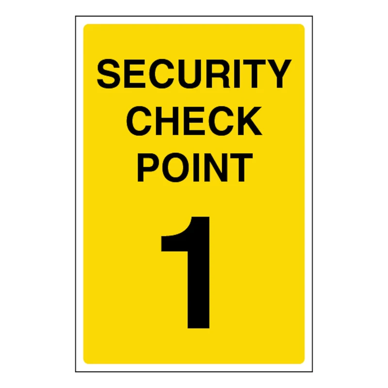 V Safety Security Check Point 1 400 x 600 mm - Glow In The Dark 1mm Rigid Plastic