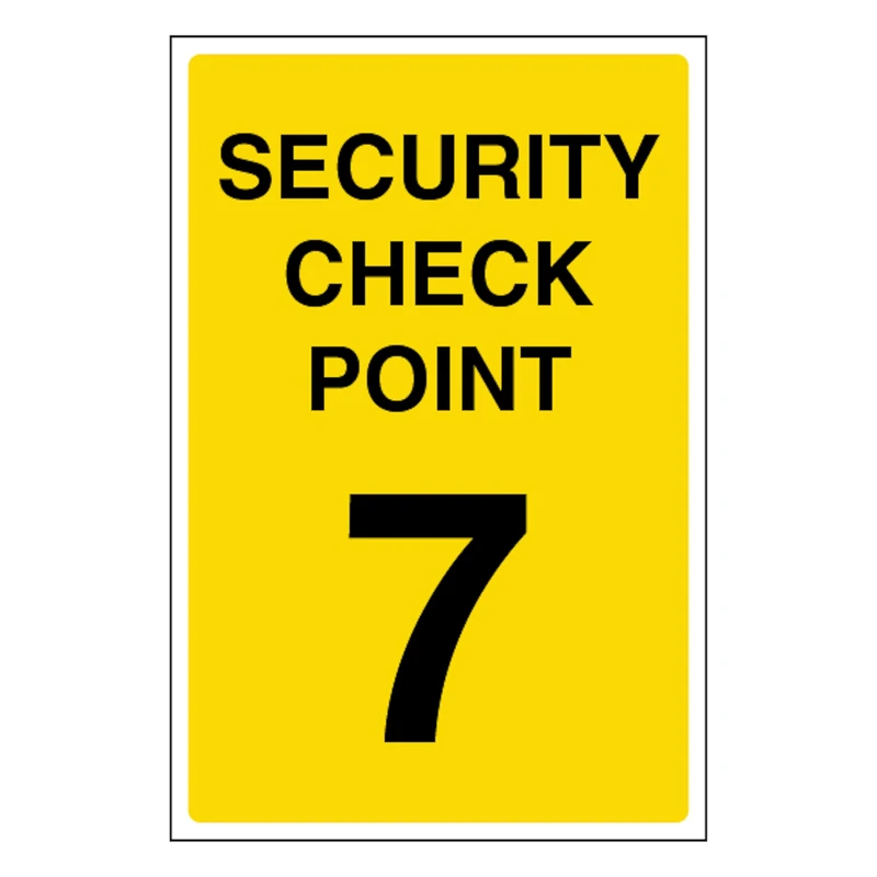 V Safety Security Check Point 7 400 x 600 mm - Glow In The Dark 1mm Rigid Plastic