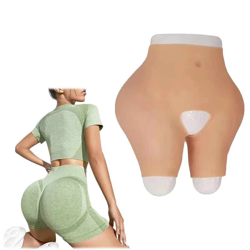 Realistic Silicone Fake Huge Butt Panties Hips Enhancer Padded Panty Buttock Lifting Shaper Boxer Briefs for Cosplay,Color 3,one size