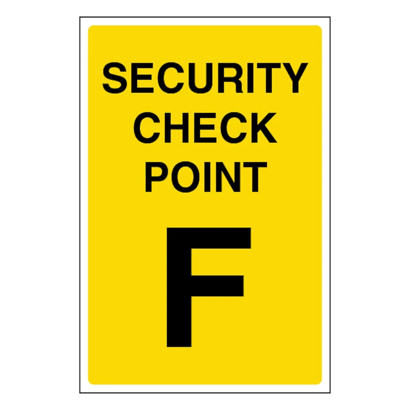 V Safety Security Check Point F 400 x 600 mm - Glow In The Dark 1mm Rigid Plastic