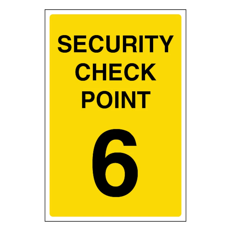 V Safety Security Check Point 6 400 x 600 mm - Glow In The Dark 1mm Rigid Plastic
