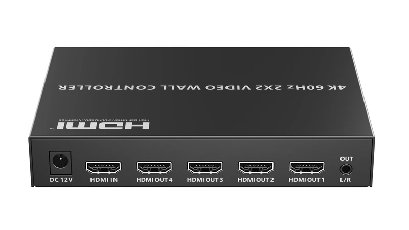 PremiumCord Videowall HDMI 1-4 Controller, UHD 4K 2160p 60Hz, Full HD 1080p, 8 Display Modes, HDMI 2.0, HDCP 2.2, RS232, Dip Switch, Metal Case, Black - Image 1