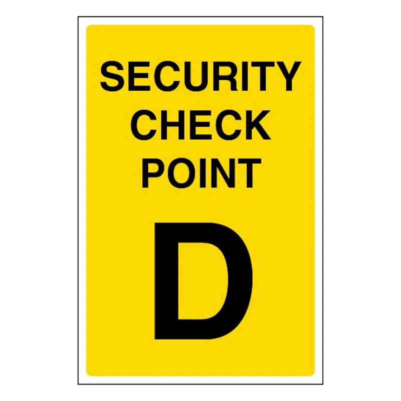 V Safety Security Check Point D 400 x 600 mm - Glow In The Dark 1mm Rigid Plastic