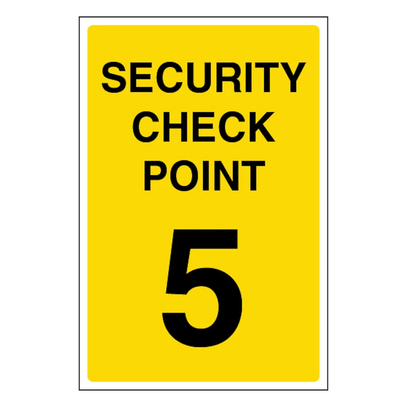 V Safety Security Check Point 5 400 x 600 mm - Glow In The Dark 1mm Rigid Plastic