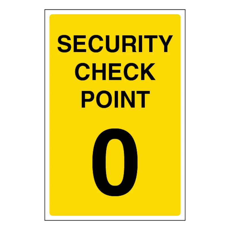 V Safety Security Check Point 0 400 x 600 mm - Glow In The Dark 1mm Rigid Plastic