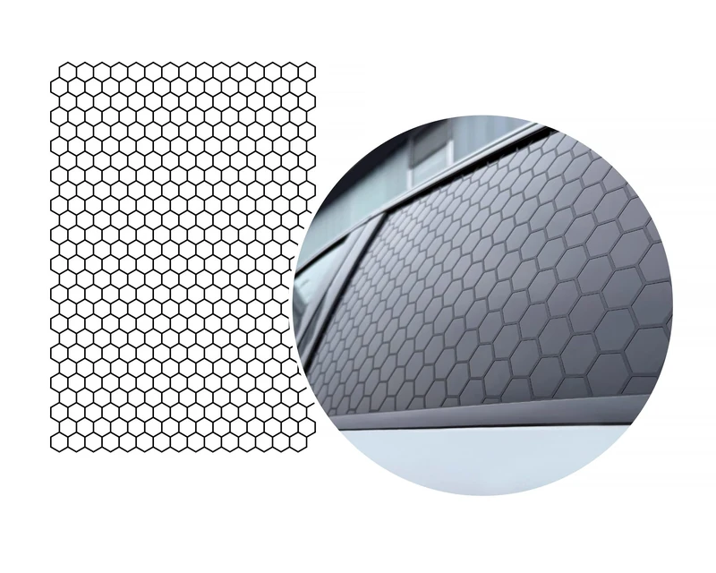 Foliatec Window Sticker Honeycomb – Set of 3 pieces 75x50cm – Glossy Black - Image 1