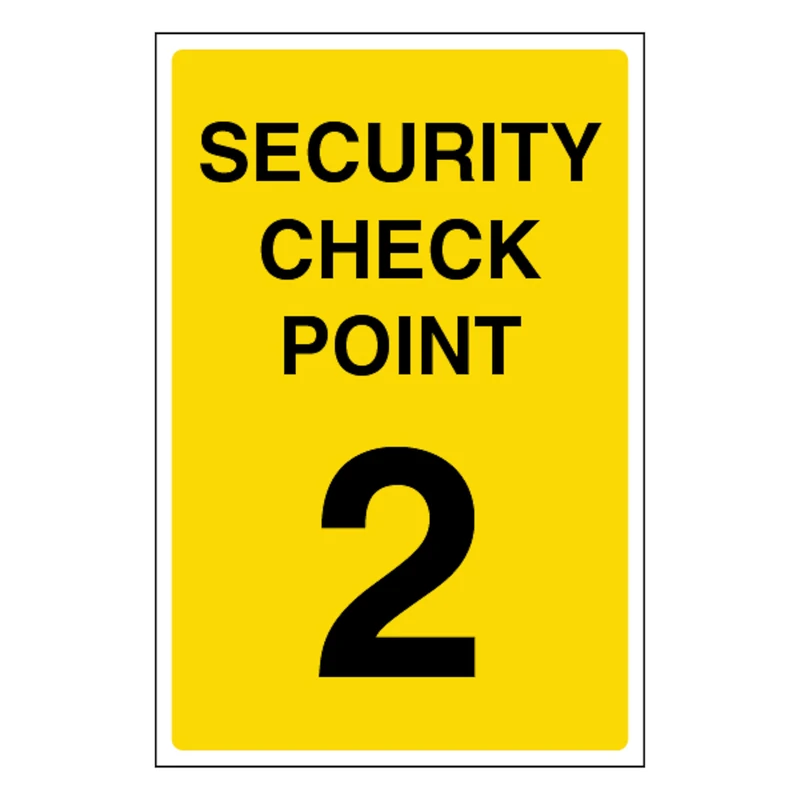 V Safety Security Check Point 2 400 x 600 mm - Glow In The Dark 1mm Rigid Plastic - Image 1
