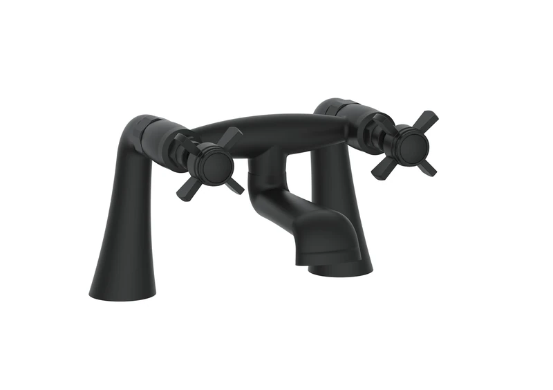 VeeBath Ripple Traditional Bath Filler Mixer Tap – Classic Matt Black Finish, Victorian Style, Dual Lever Control, Deck Mounted Bathroom Tap, G3/4" Inlet, Bath Sink Taps for Traditional Bathrooms